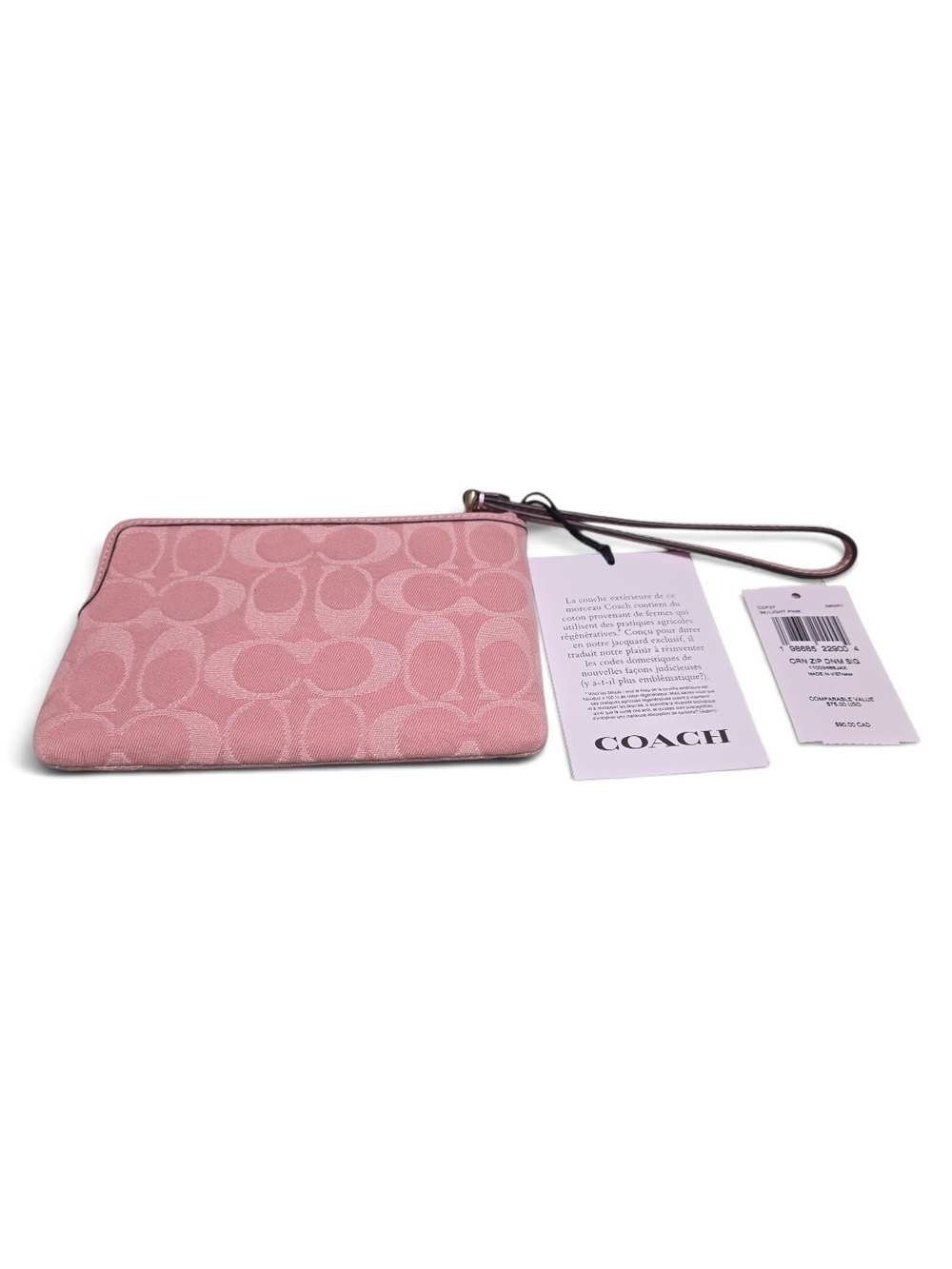 Coach Pink Denim Wristlet with Gold Logo - Picture 4 of 5